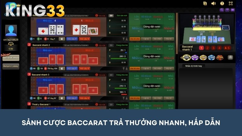 Sảnh cược Baccarat trả thưởng nhanh, hấp dẫn