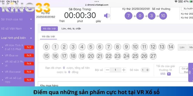 Có nhiều loại hình xổ số đa dạng tại sảnh VR cho anh em tham khảo lựa chọn