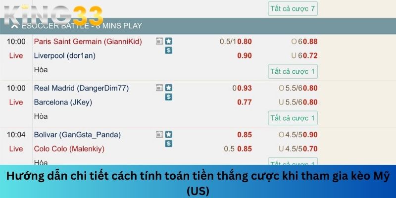 Kèo Mỹ US là gì? Chiến thuật cược kèo hiệu quả, thắng lớn 4 Nắm rõ cách tính tiền thắng cược kèo Mỹ US giúp bạn biết lợi nhuận thu về bao nhiêu